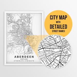 Aberdeen Stadtplan Schottland mit Straßennamen zum Herunterladen - zum sofortigen Download