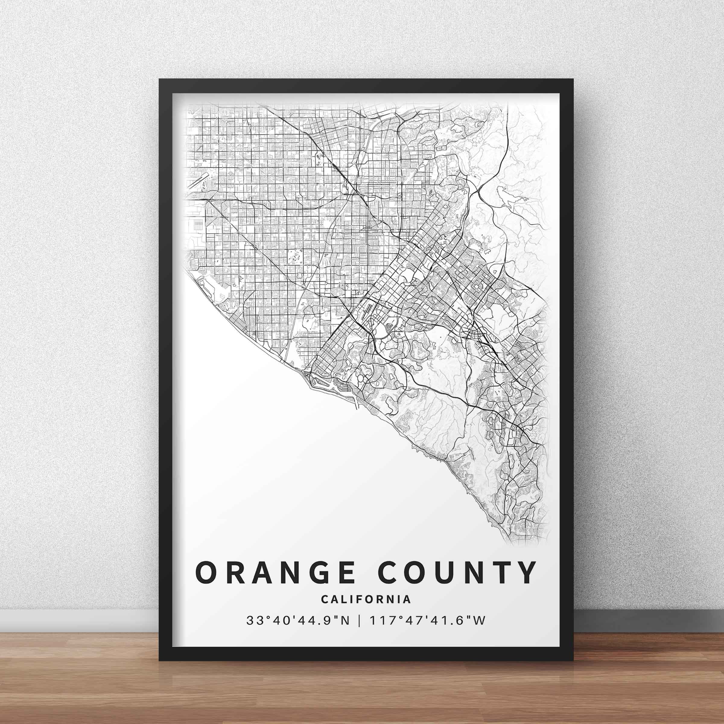 Printable Map Of Orange County California United States With Etsy