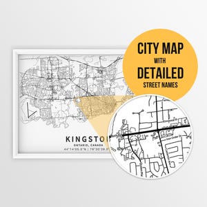 Kingston Ontario (Kanada) Landkarte mit Straßennamen zum Herunterladen - sofortiger Download ~ Karte ~ ~ Stadt Karte ~ ~ Straßenkarte Print