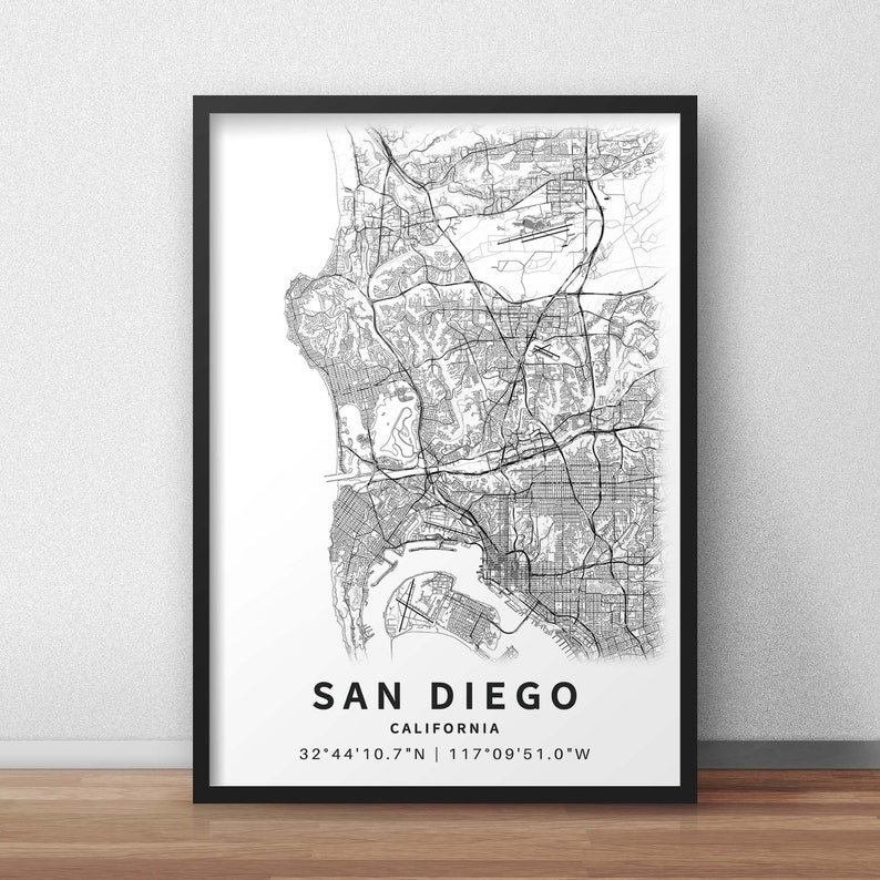 Printable Map of San Diego California USA With Street Names | Etsy