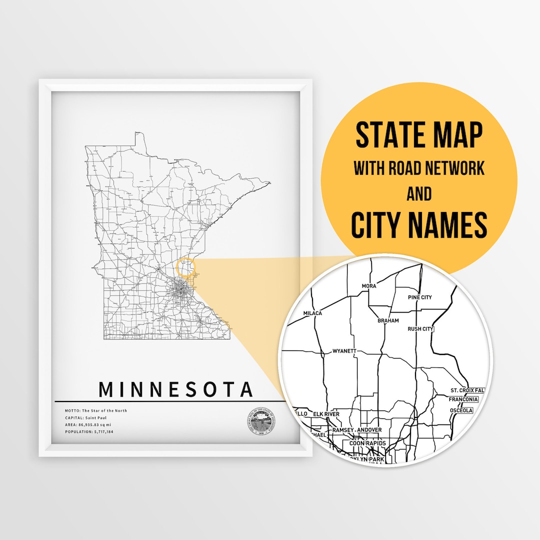Printable Map of Minnesota United - Il 1080xN.5771854612 Tvy6