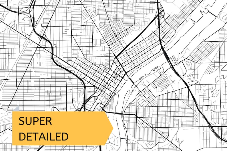 Printable Map of Toledo Ohio OH United States Instant Etsy