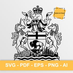 Armoiries du Manitoba, Canada Vector Clipart - SVG \ PNG \ PDF \ Téléchargement instantané \ Découpe \ Signe de l'État \ Drapeau royal \ Écusson du Manitoba