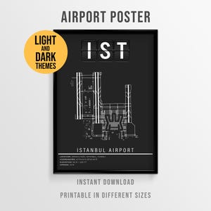 Istanbul Airport Poster, IST Havalimanı Airport Map, Turkey Travel Art (Instant Download)