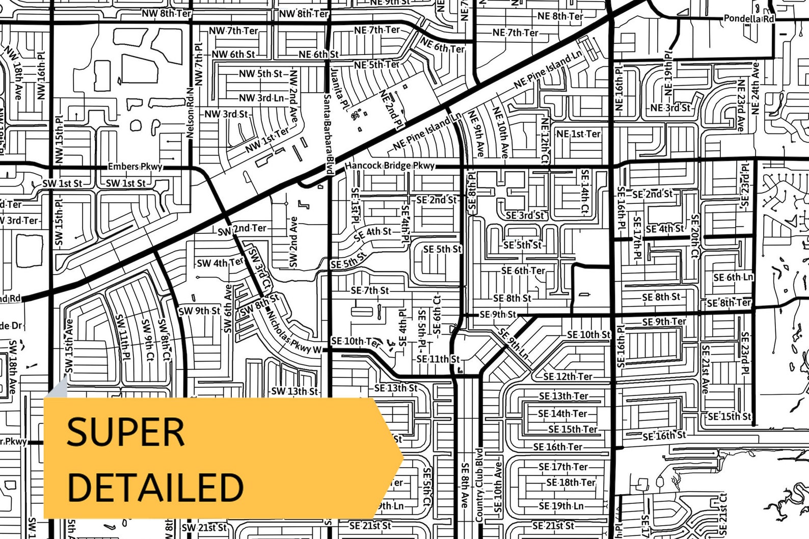 Printable Map of Cape Coral FL Lee County Florida USA With - Etsy