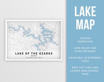 Printable Map Lake of the Ozarks, Missouri - Instant Download \ Lake Map \ Wall Art \ Fishing Poster \ Lake House Decor \ LakeLife \ Boating