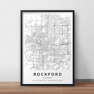 Printable Map of Rockford, Illinois, USA With Street Names - Instant Download \ City Map ...