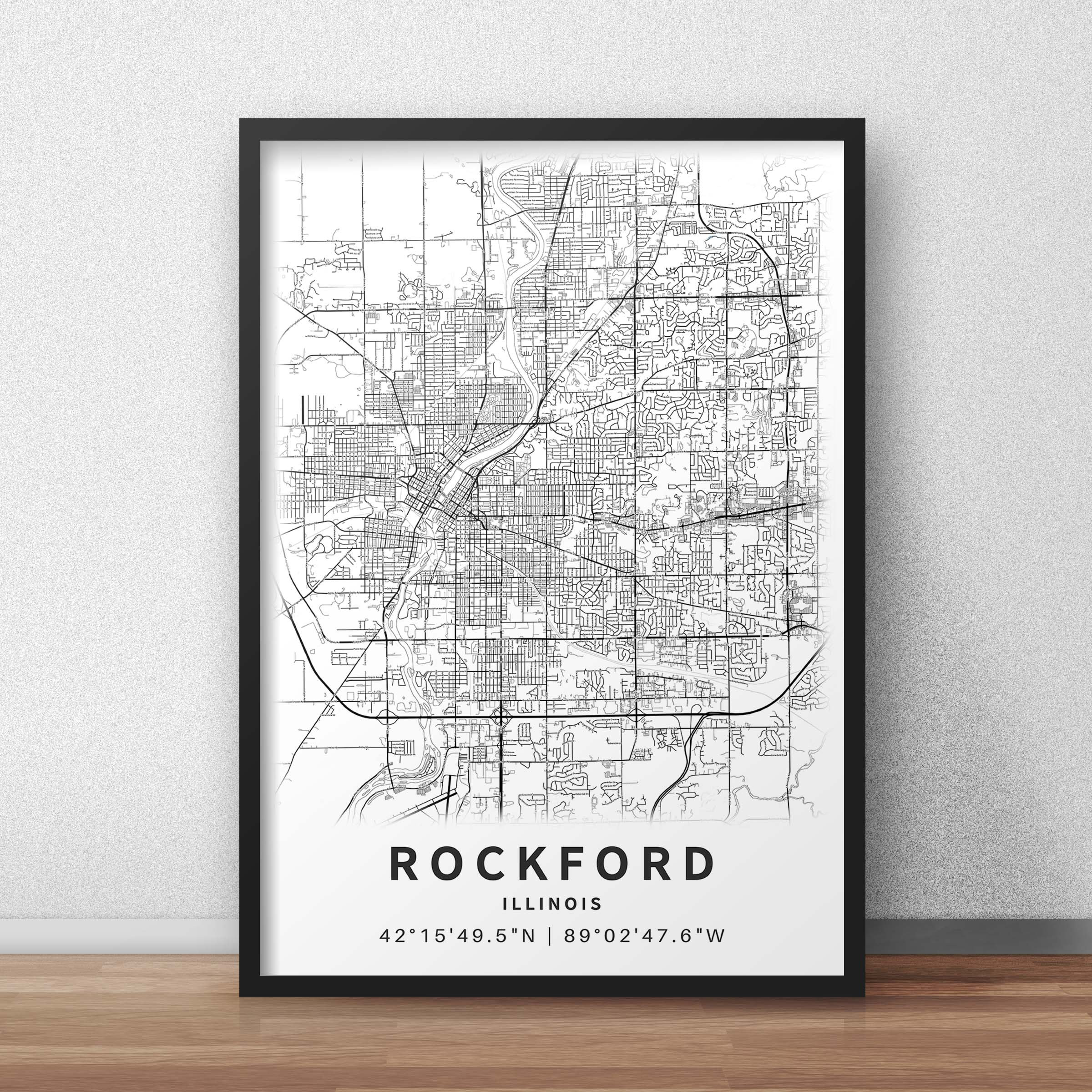 Printable Map of Rockford Illinois USA With Street Names Etsy