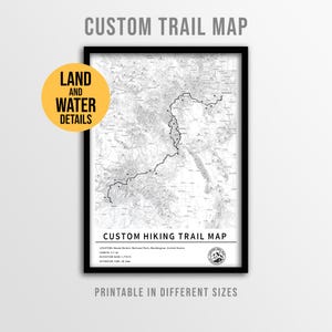 Custom Hiking Trail Map Poster, Personalized Backpacking Wall Art (Digital Download)