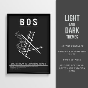 BOS Boston Logan International Airport Poster - Instant Download \ Airport Map \ Gift Pilot \ Wall Art \ Massachusetts Travel Poster