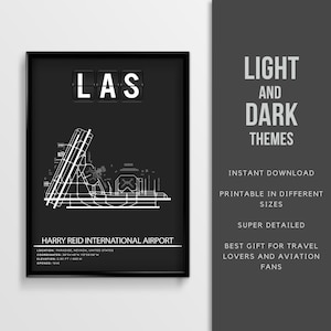 LAS Harry Reid International Airport Poster - sofortiger Download ~ Airport Map Kunst ~ Geschenk Pilot ~ Wandkunst ~ Nevada Reise Poster