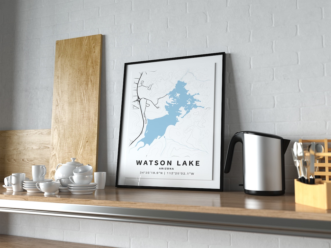 Printable Map of Watson Lake Arizona United States Instant Etsy