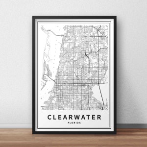 Printable Map of Clearwater, Florida USA City Map Instant Download ...
