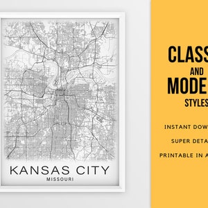 Printable Map of Kansas City, Missouri Instant Download City Map Gift ...