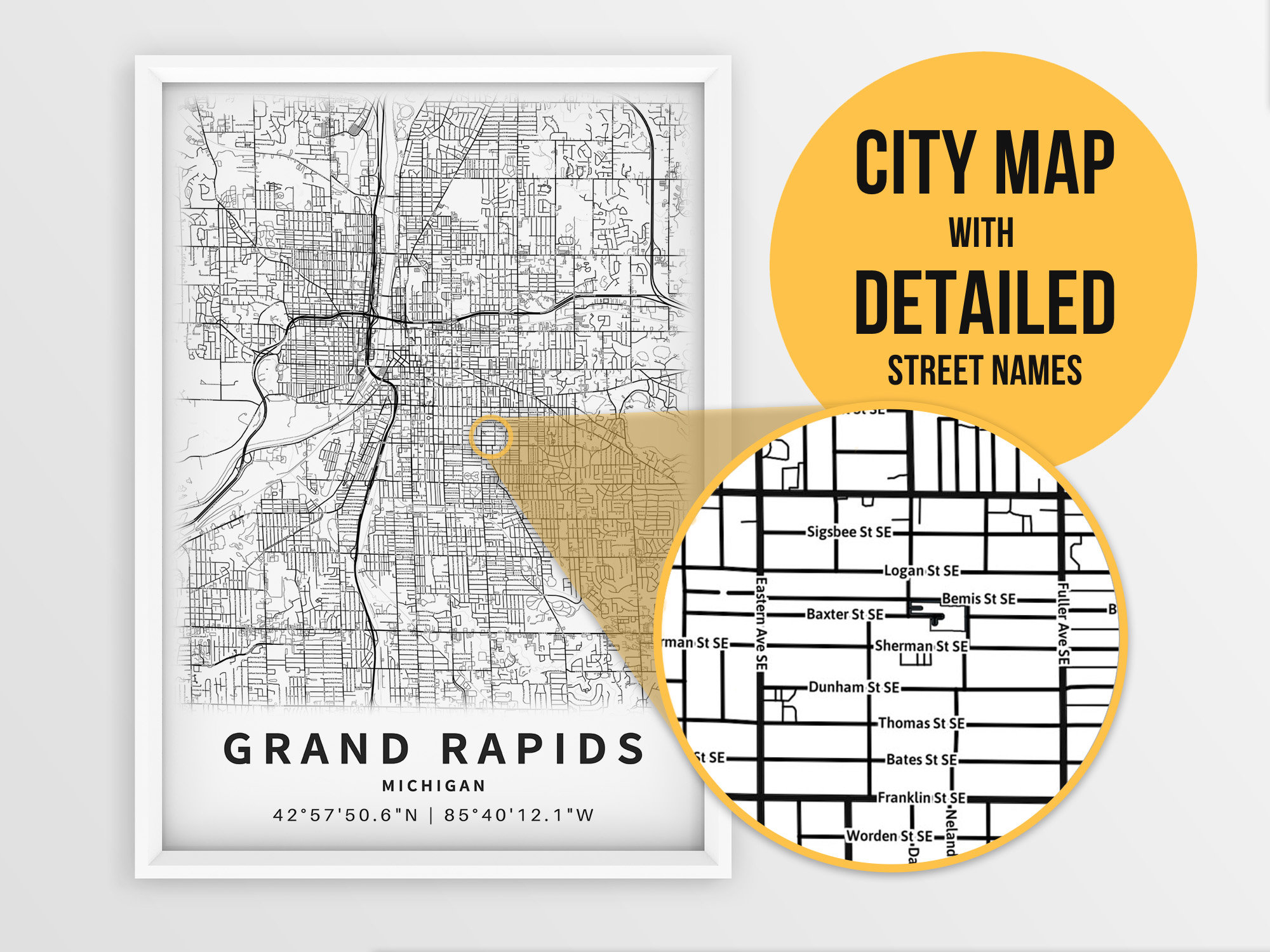 Printable Map Of Grand Rapids MI With Street Names Michigan Etsy printable-map-of-grand-rapids-mi-with-street-names-michigan-etsy
