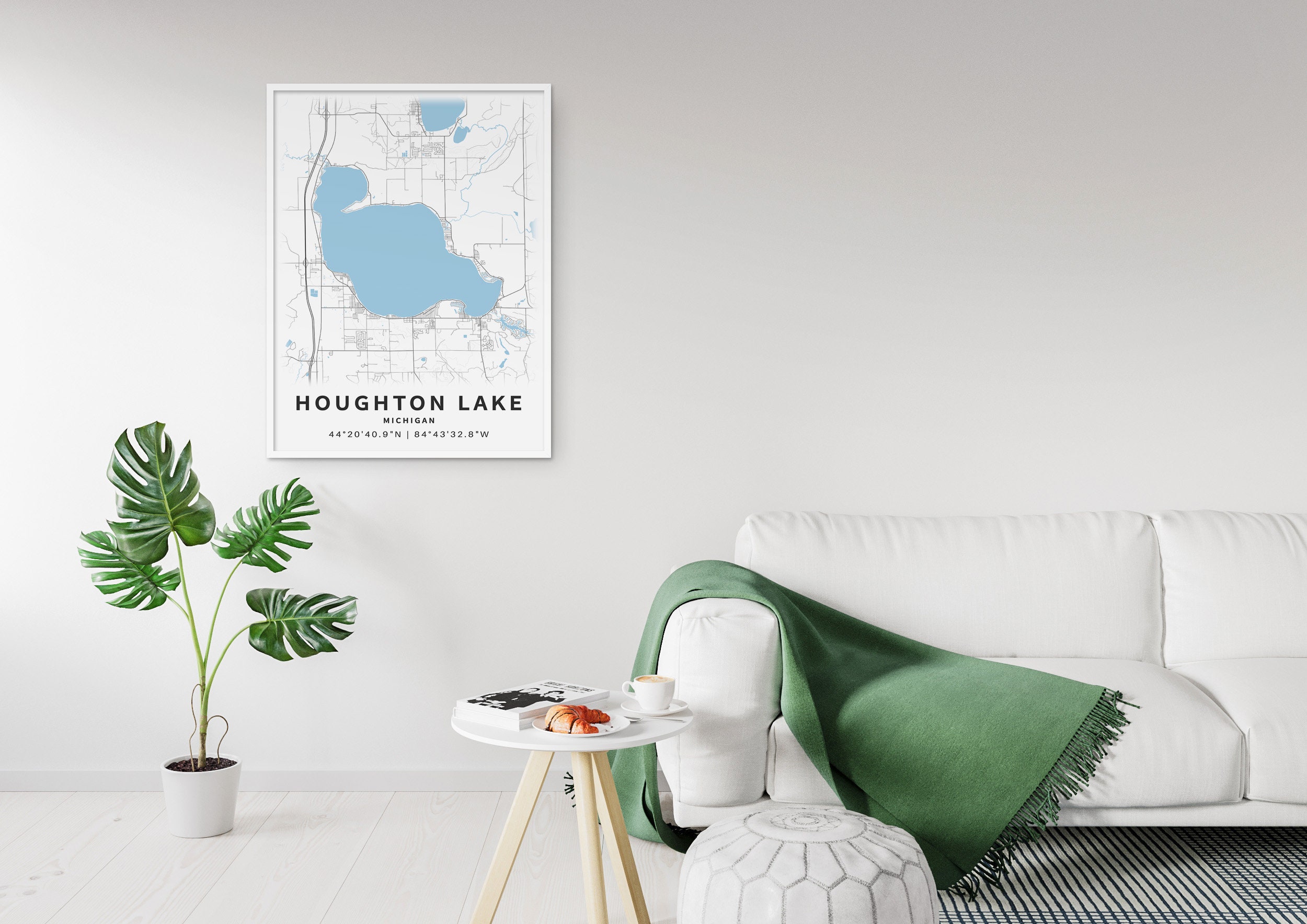 Printable Map of Houghton Lake Michigan United States | Etsy