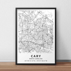 Printable Map of Cary, North Carolina, USA With Street Names - Instant ...