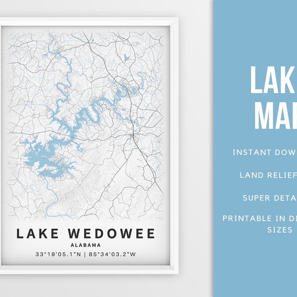 map-of-lake-wedowee-etsy