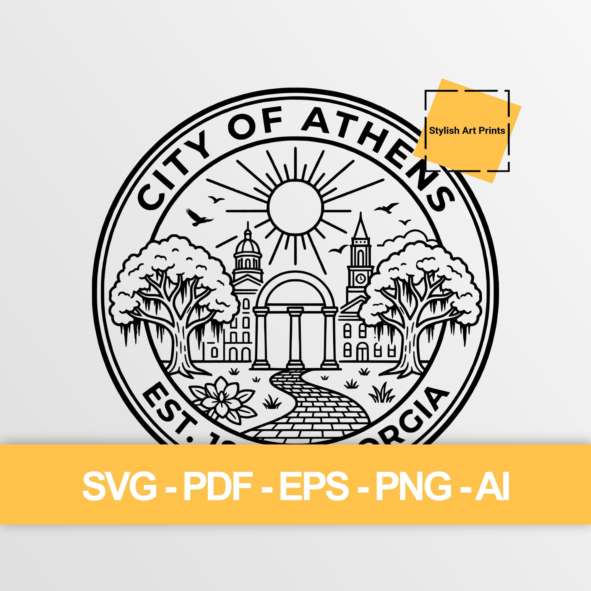 Athens Seal Vector Clipart (SVG, PNG, PDF), Athens, Georgia Cutting ...
