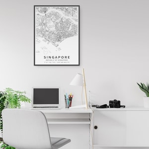 Carte imprimable de Singapour avec noms de rues - Téléchargement instantané \ Plan de la ville \ Cadeau de voyage \ Affiche de la ville \ Impression de carte routière \ Plan de rue image 4