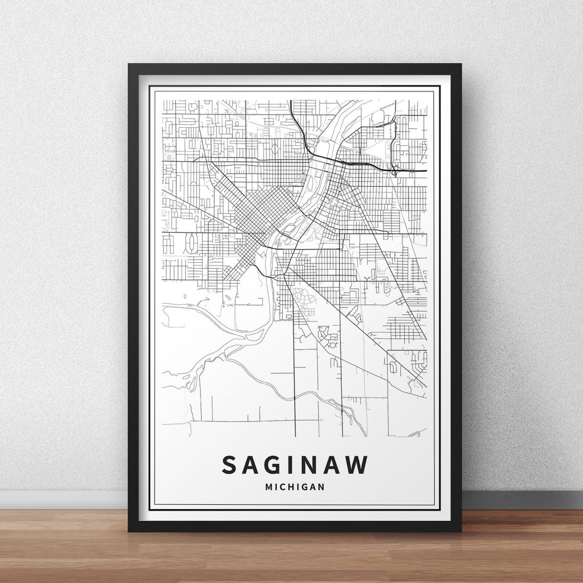 Printable Map of Saginaw MI Michigan USA Instant Download Etsy