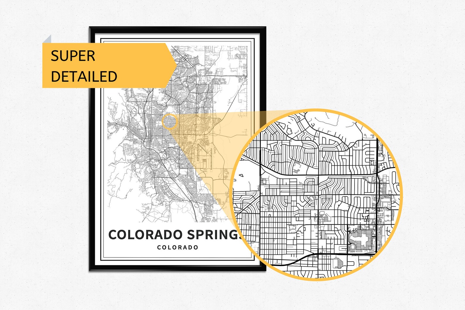 Printable Map of Colorado Springs Colorado USA City Map - Etsy