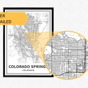 Printable Map of Colorado Springs, Colorado USA City Map Instant Download Street Map Wall Art ...
