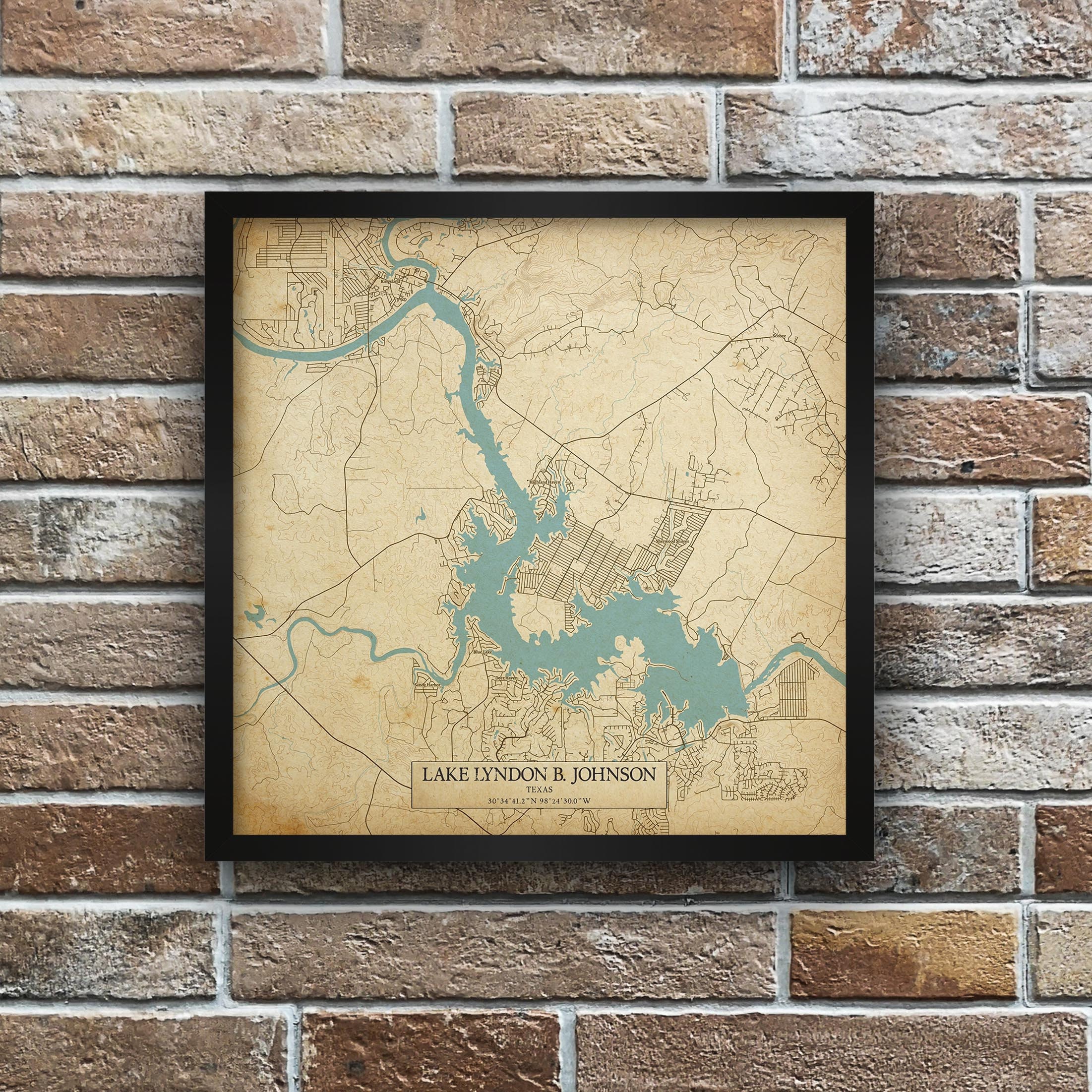 Printable Vintage Lake LBJ Map Texas Hill Country Lake House Wall Art Il Nvkm 