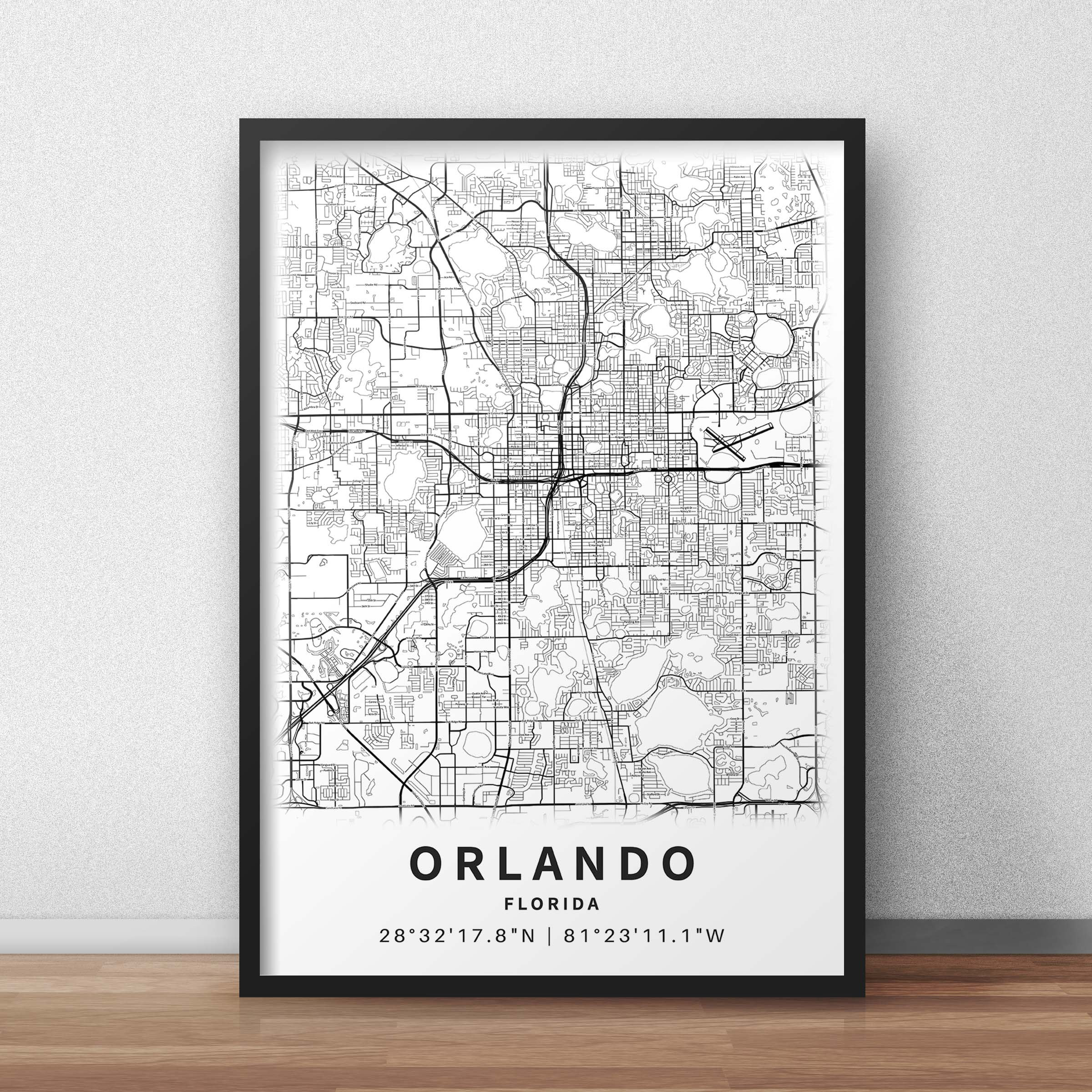 Printable Map of Orlando Florida FL United States with | Etsy