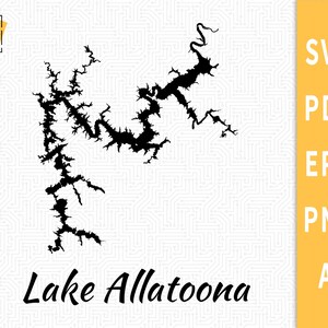 Lake Allatoona map SVG, Georgia map Vector File - Instant Download \ Cutting \ Lake silhouette \ Commercial License