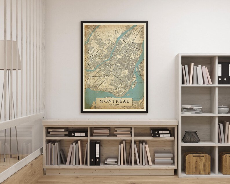 Vintage Style Map Montreal Quebec Canada poster Instant Download Street Map Wall Art Printable Poster image 5