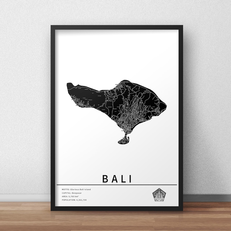 Bali Map Poster, Printable Indonesia Road Map With City Names (instant ...