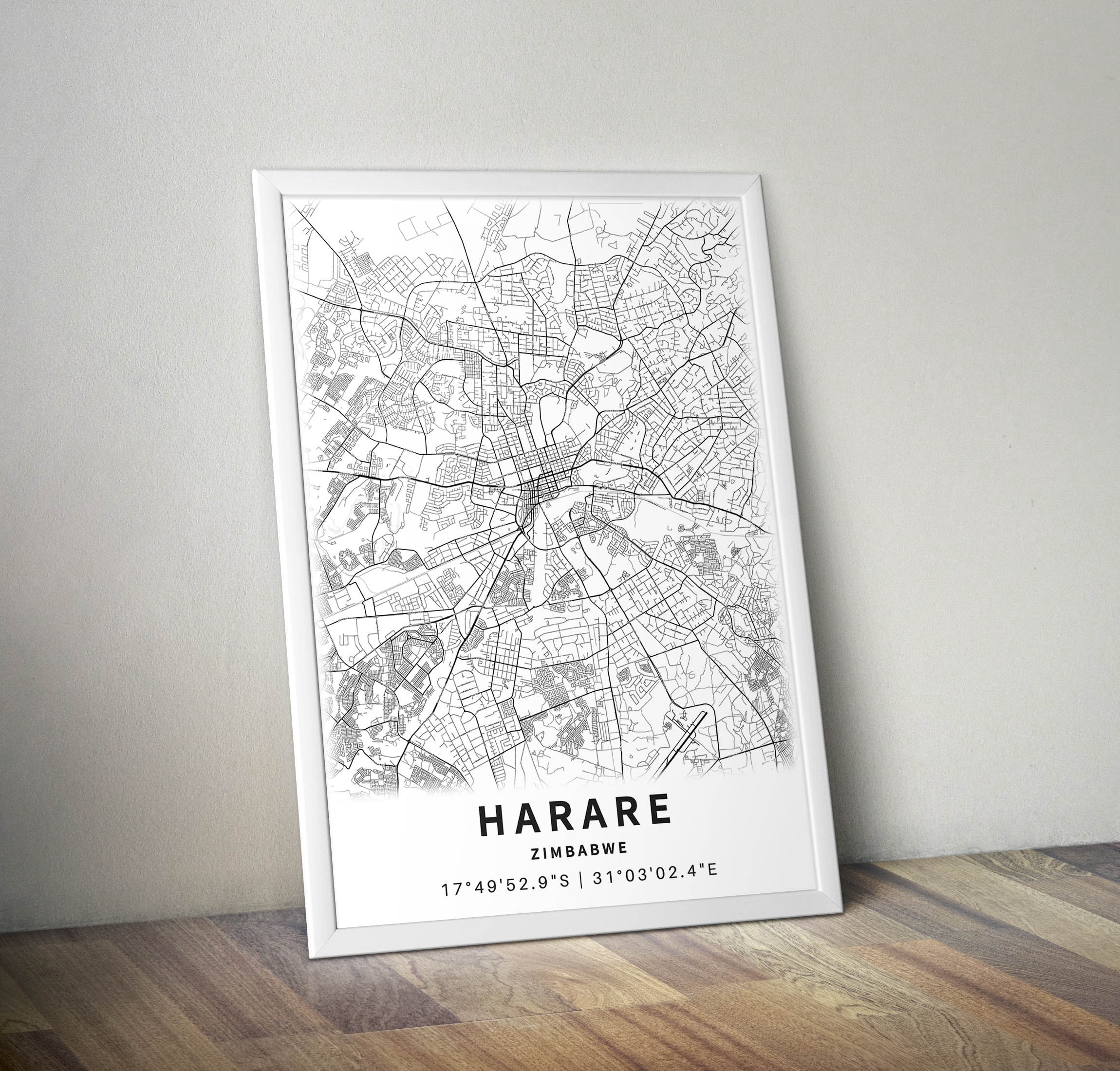 Printable Map of Harare Zimbabwe With Street Names Instant - Etsy
