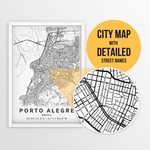 Porto Alegre Landkarte, Brasilien mit Strassennamen zum Ausdrucken - direkter Download ~ Karte ~ Karte ~ Stadt Karte ~ Stadt Poster ~ Karte Drucken ~ Stadtplan