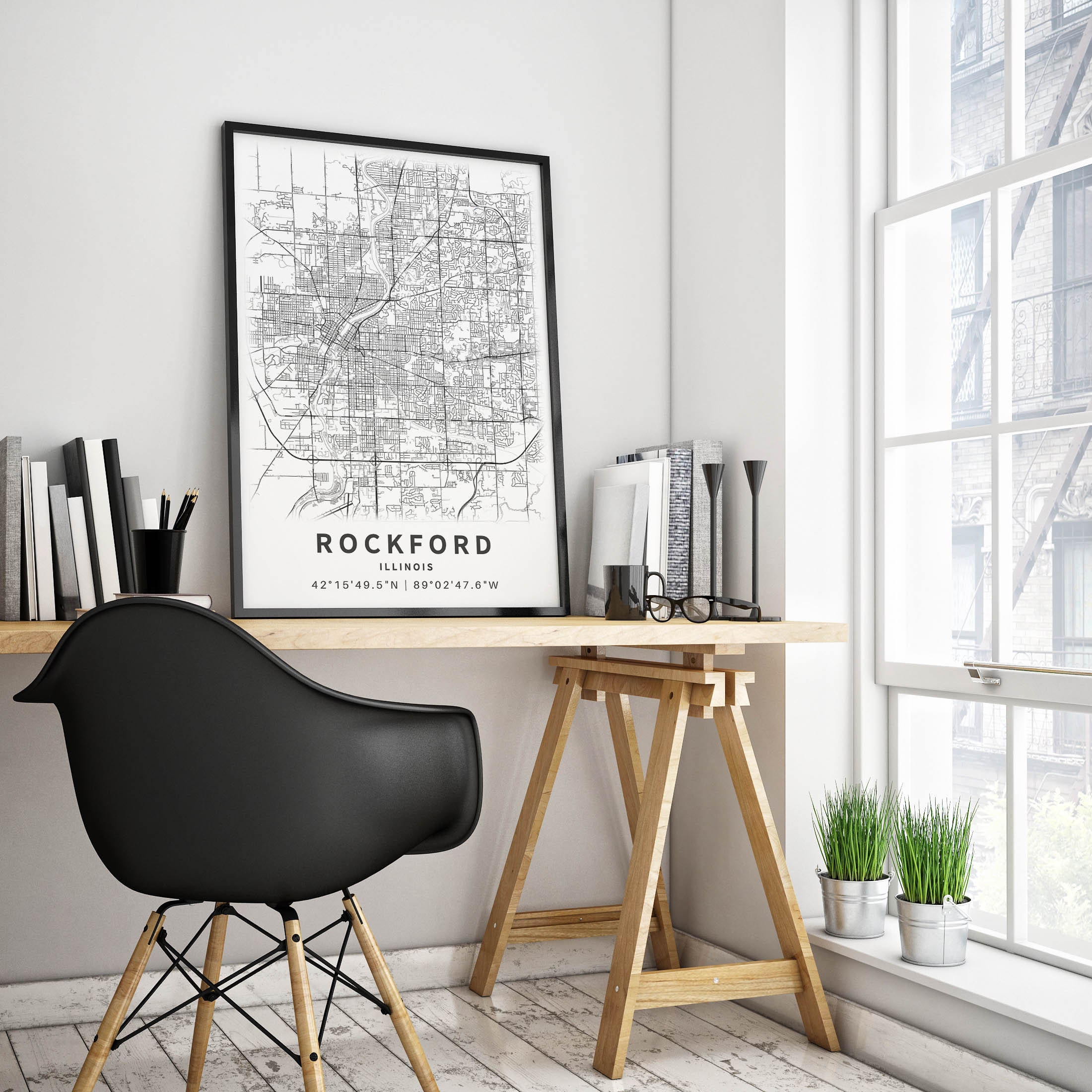 Printable Map of Rockford Illinois USA With Street Names Etsy