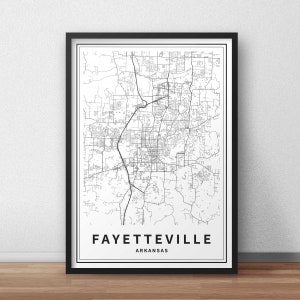 Printable Map of Fayetteville AR Map Print, Arkansas USA City Map ...