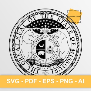 Sceau de l'État du Missouri, Missouri Vector Clipart - SVG \ PNG \ PDF \ Téléchargement instantané \ Découpe \ State Sign \ Licence commerciale