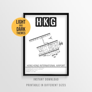 Hong Kong Airport Poster, HKG Chek Lap Kok Map, HongKong Travel Art (Instant Download)