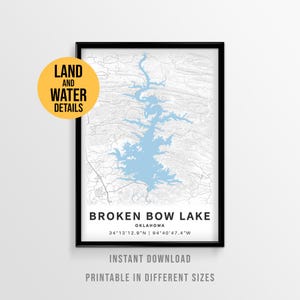 Broken Bow Lake Map, Oklahoma Beavers Bend State Park Poster (Instant Download)
