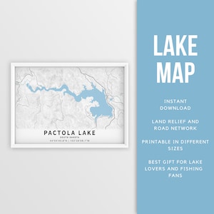 Mapa imprimible del lago Pactola, Dakota del Sur, EE. UU. - Descarga instantánea \ Mapa del lago \ Cartel del mapa \ Decoración de la casa del lago \ LakeLife \ Pesca \ Paseos en bote