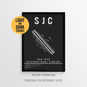 San Jose Airport Poster, SJC Airport Map, California Travel Art (Instant Download)