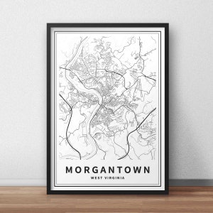 Printable Map of Morgantown, West Virginia WV, United States Instant ...