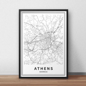 Printable Map of Athens GA Map Print, Georgia USA City Map Instant ...