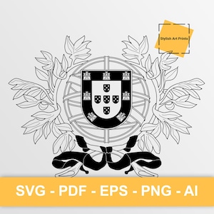 Portugal coat of arms, Portugal Vector Clipart - SVG \ PNG \ PDF \ Instant Download \ Cutting \ State Sign \ Flag \ Portugal Crest