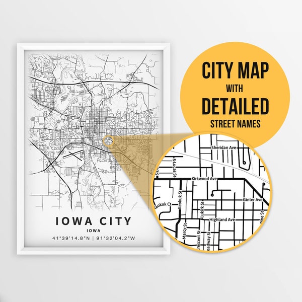 Map of Iowa - Etsy