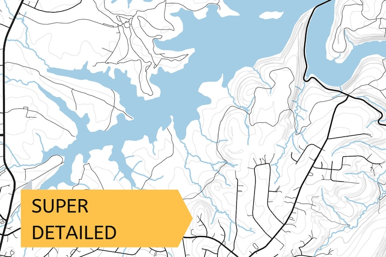 Printable Map of Loch Raven Reservoir Maryland United States Etsy