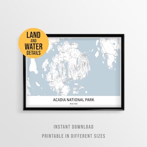 Acadia National Park Topographic Map Poster, Maine Hiker Gift (Instant Download)