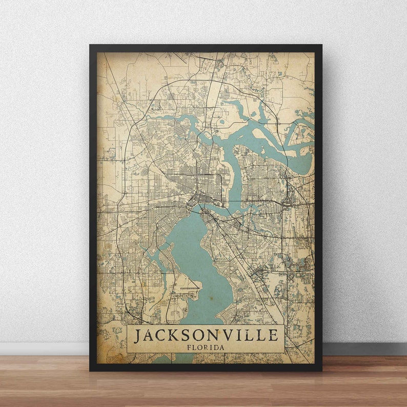 Printable Vintage Map of Jacksonville Florida United States - Etsy