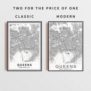 Printable Map of Queens, New York City Instant Download City Map Wall ...