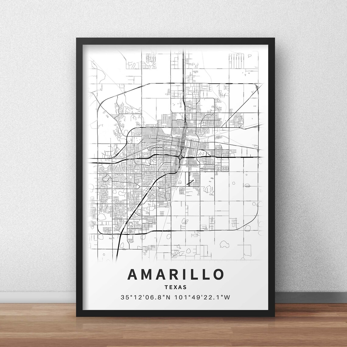 Printable Map of Amarillo TX Texas United States With Street Etsy